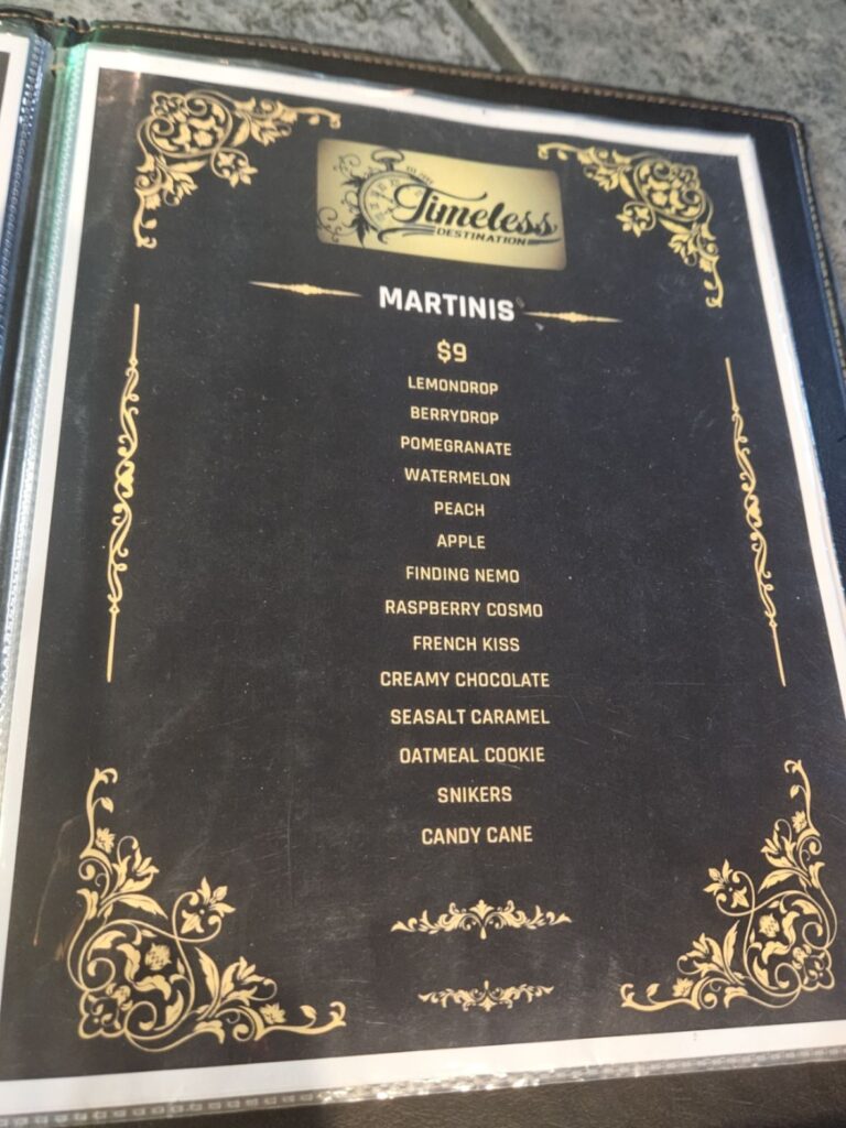 Timeless Destination Menu 1