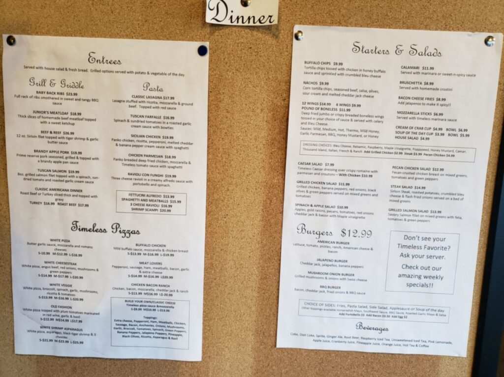 Timeless Destination Menu 3